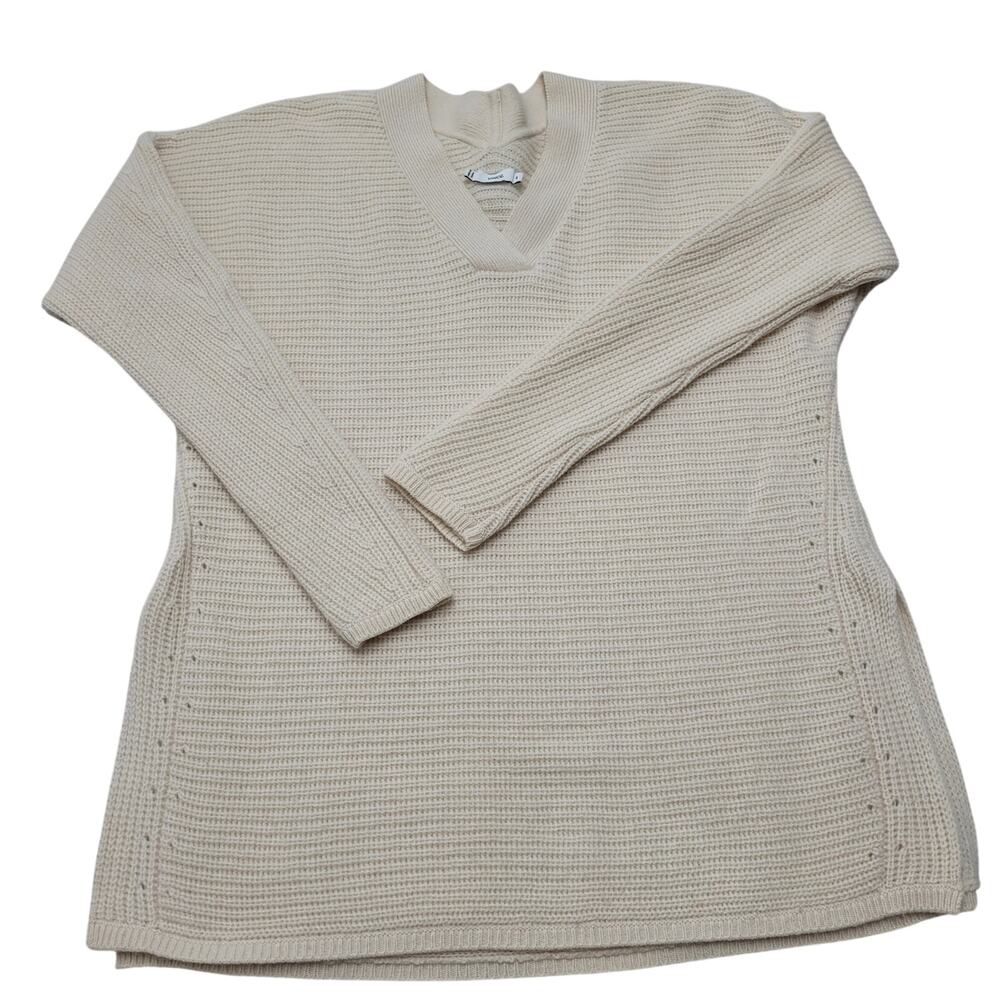 Vince wool and cashmere cream V neck sweater minimalist chunky knit